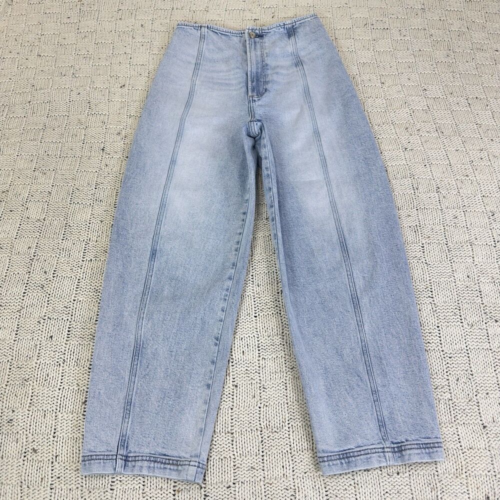 Pistola Blair High Waist Crop Barrel Jeans Size 26 Pristine Light Wash Denim - Picture 5 of 11
